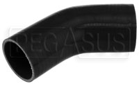 Click for a larger picture of Black Silicone Hose, 3" to 2 3/4" 45 deg. Reducing Elbow