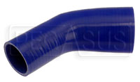 Click for a larger picture of Blue Silicone Hose, 3 1/4 x 2 1/2" 45 deg. Reducing Elbow