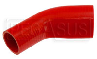 Click for a larger picture of Red Silicone Hose, 3 1/2 x 2 1/2" 45 deg. Reducing Elbow