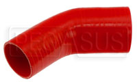 Click for a larger picture of Red Silicone Hose, 3 1/2 x 3.00" 45 deg. Reducing Elbow