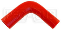 Click for a larger picture of Red Silicone Hose, 1 1/2 x 1 1/4" 90 deg. Reducing Elbow