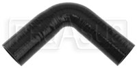 Click for a larger picture of Black Silicone Hose, 1 1/2 x 1 3/8" 90 deg. Reducing Elbow