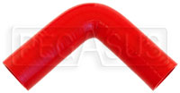 Click for a larger picture of Red Silicone Hose, 1 1/2 x 1 3/8" 90 deg. Reducing Elbow
