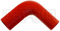Click for a larger picture of Red Silicone Hose, 1 1/2 x 1 3/4" 90 deg. Reducing Elbow