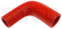 Click for a larger picture of Red Silicone Hose, 1 1/2 x 2" 90 deg. Reducing Elbow