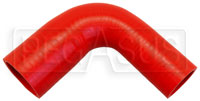 Click for a larger picture of Red Silicone Hose, 1 1/2 x 2" 90 deg. Reducing Elbow