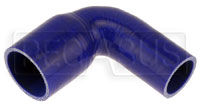 Click for a larger picture of Blue Silicone Hose, 1 1/2 x 2" 90 deg. Reducing Elbow