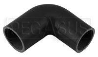 Click for a larger picture of Black Silicone Hose, 2 1/4 x 2" 90 deg. Reducing Elbow
