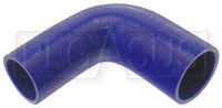 Click for a larger picture of Blue Silicone Hose, 2 3/8 x 2" 90 deg. Reducing Elbow
