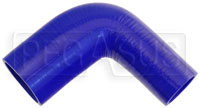 Click for a larger picture of Blue Silicone Hose, 2 1/2" x 1 3/4" 90 deg. Reducing Elbow