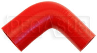 Click for a larger picture of Red Silicone Hose, 2 1/2" x 1 3/4" 90 deg. Reducing Elbow