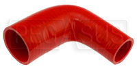 Click for a larger picture of Red Silicone Hose, 2 1/2" x 1 3/4" 90 deg. Reducing Elbow