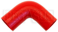 Click for a larger picture of Red Silicone Hose, 2 1/2" x 2 1/4" 90 deg. Reducing Elbow