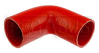Click for a larger picture of Red Silicone Hose, 3.00" x 2 3/4" 90 deg. Reducing Elbow