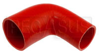 Click for a larger picture of Red Silicone Hose, 3 1/4" x 2 1/2" 90 deg. Reducing Elbow