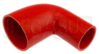 Click for a larger picture of Red Silicone Hose, 3 1/2" x 2 1/2" 90 deg. Reducing Elbow