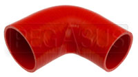 Click for a larger picture of Red Silicone Hose, 3 1/2" x 3.00" 90 deg. Reducing Elbow