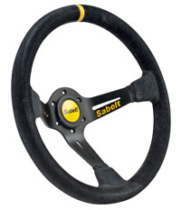 Click for a larger picture of Sabelt 2005X Steering Wheel, Dished, Black Suede, 350mm