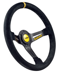 Click for a larger picture of Sabelt 2009X Steering Wheel, Half Dished, Black Suede, 350mm