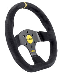 Click for a larger picture of Sabelt 2026X Flat Bottom Steering Wheel, Black Suede, 330mm