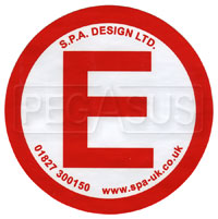 Large photo of SPA Small E Decal for Fire System Actuator, Pegasus Part No. SP 129