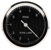 Large photo of Stack ST200C Classic Tachometer, Black Face, Pegasus Part No. ST200C-LOWRPM-MAXRPM