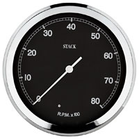 Large photo of Stack ST230C 125mm Classic Tachometer, Black Face, Pegasus Part No. ST230C-LOWRPM-MAXRPM