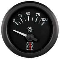 Click for a larger picture of Stack Analog Oil Pressure Gauge, Electric, 0-100 psi