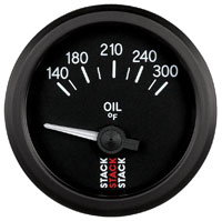 Click for a larger picture of Stack Analog Oil Temperature Gauge, Electric, 140-300 F