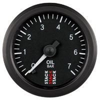 Click for a larger picture of Stack Stepper Analog Oil Pressure Gauge, 0-7 Bar