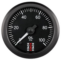 Large photo of Stack Stepper Analog Oil Pressure Gauge, 0-100 psi, Pegasus Part No. ST3302