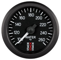 Click for a larger picture of Stack Stepper Analog Water Temperature Gauge, 100-260 F