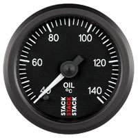 Click for a larger picture of Stack Stepper Analog Oil Temperature Gauge, 40-140 C