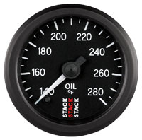 Large photo of Stack Stepper Analog Oil Temperature Gauge, 140-280 F, Pegasus Part No. ST3310