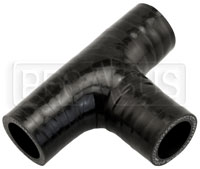 Click for a larger picture of Black Silicone T-Hose, 25mm (1.00") ID w/25mm (1") ID Branch