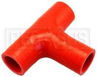 Click for a larger picture of Red Silicone T-Hose, 25mm (1.00") ID w/25mm (1") ID Branch