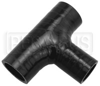 Click for a larger picture of Black Silicone T-Hose, 32mm (1.25") ID w/25mm (1") ID Branch