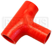 Click for a larger picture of Red Silicone T-Hose, 32mm (1.25") ID w/25mm (1") ID Branch