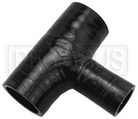 Click for a larger picture of Black Silicone T-Hose, 38mm (1.50") ID w/25mm (1") ID Branch