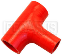 Click for a larger picture of Red Silicone T-Hose, 38mm (1.50") ID w/25mm (1") ID Branch