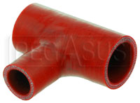 Click for a larger picture of Red Silicone T-Hose, 38mm (1.50") ID w/25mm (1") ID Branch