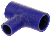 Click for a larger picture of Blue Silicone T-Hose, 38mm (1.50") ID w/25mm (1") ID Branch