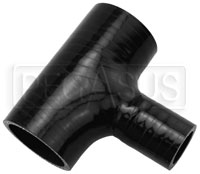 Click for a larger picture of Black Silicone T-Hose, 45mm (1.75") ID w/25mm (1") ID Branch