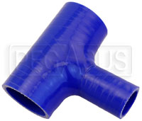 Click for a larger picture of Blue Silicone T-Hose, 45mm (1.75") ID w/25mm (1") ID Branch
