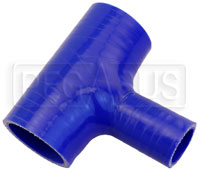 Click for a larger picture of Blue Silicone T-Hose, 45mm (1.75") ID w/25mm (1") ID Branch