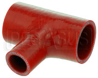 Click for a larger picture of Red Silicone T-Hose, 45mm (1.75") ID w/25mm (1") ID Branch