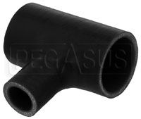Click for a larger picture of Black Silicone T-Hose, 51mm (2.00") ID w/25mm (1") ID Branch