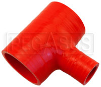 Click for a larger picture of Red Silicone T-Hose, 60mm (2.38") ID w/25mm (1") ID Branch