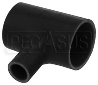 Click for a larger picture of Black Silicone T-Hose, 60mm (2.38") ID w/25mm (1") ID Branch