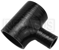 Click for a larger picture of Black Silicone T-Hose, 63mm (2.50") ID w/25mm (1") ID Branch